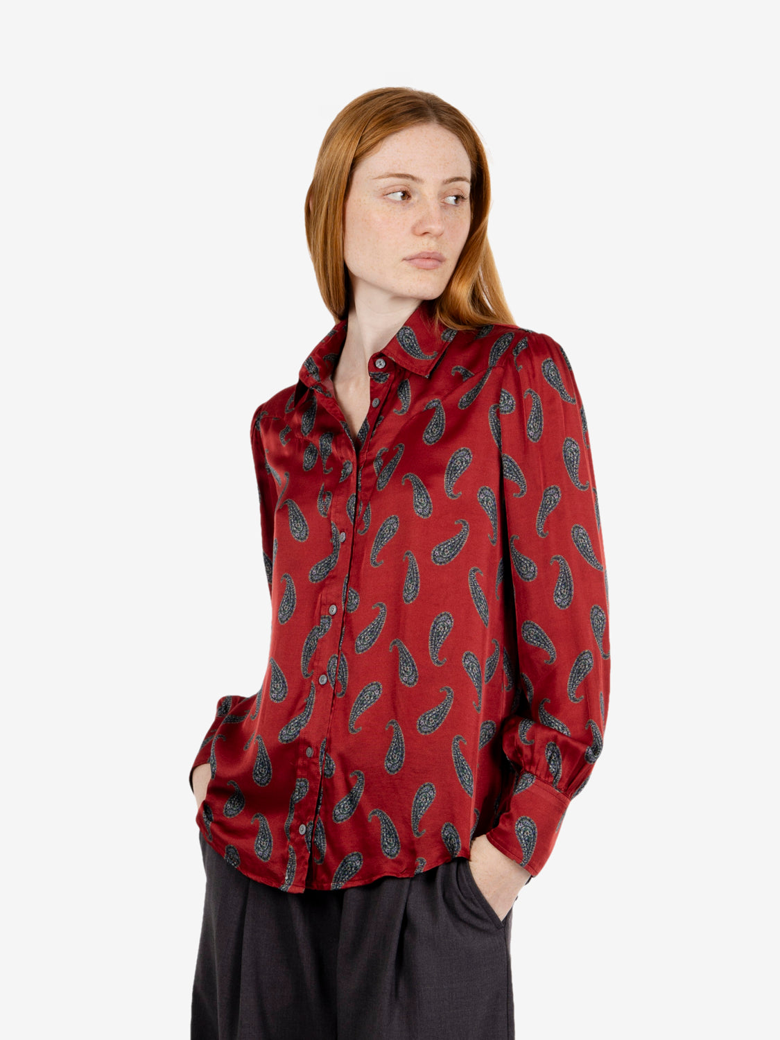 Camicia fantasia Paisley rouge