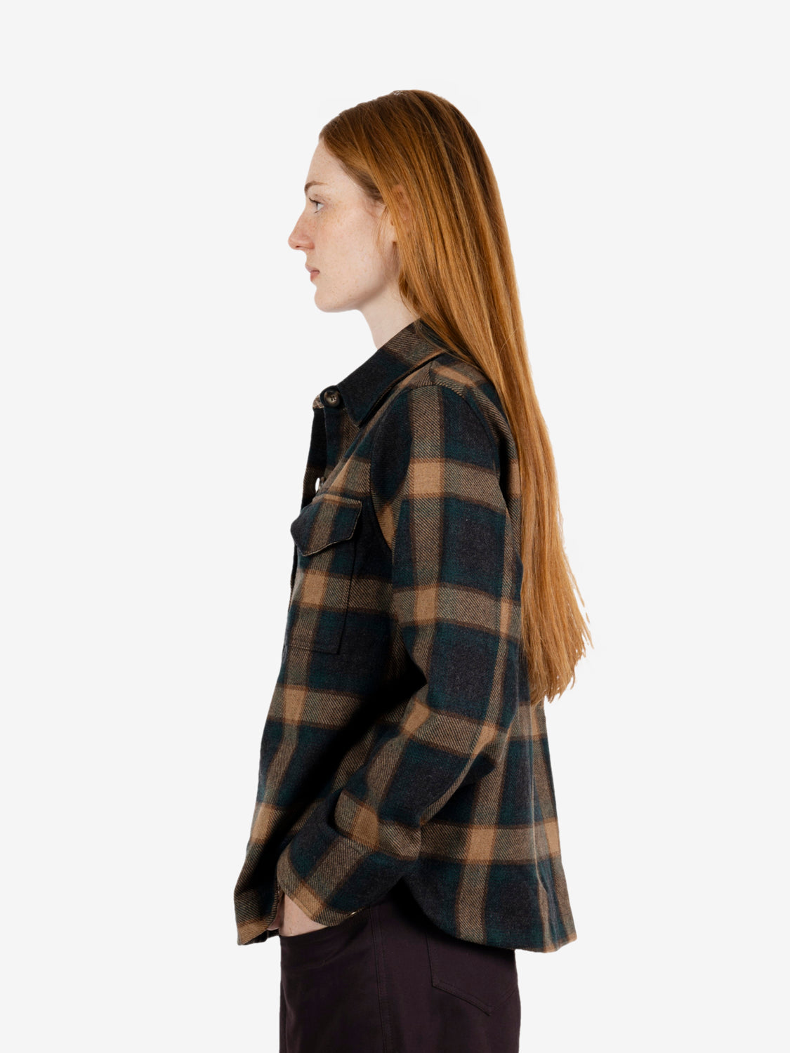 Sahra check shirt jacket green / camel