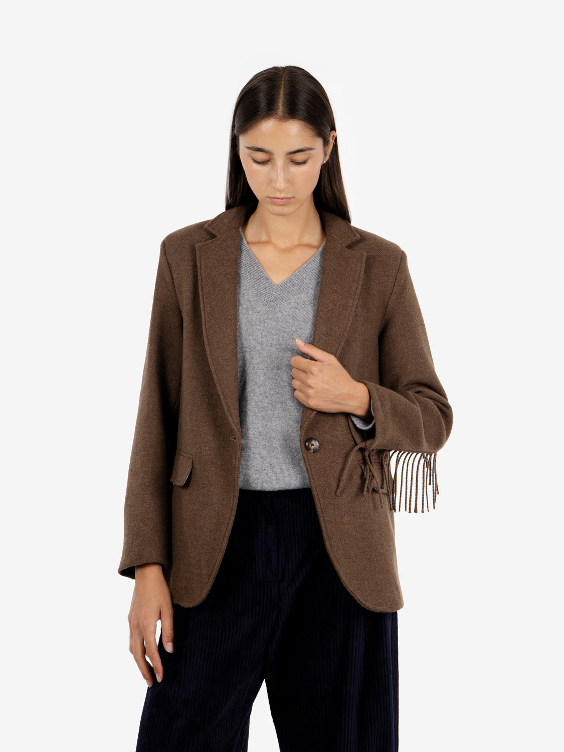 Vozo camel fringed jacket