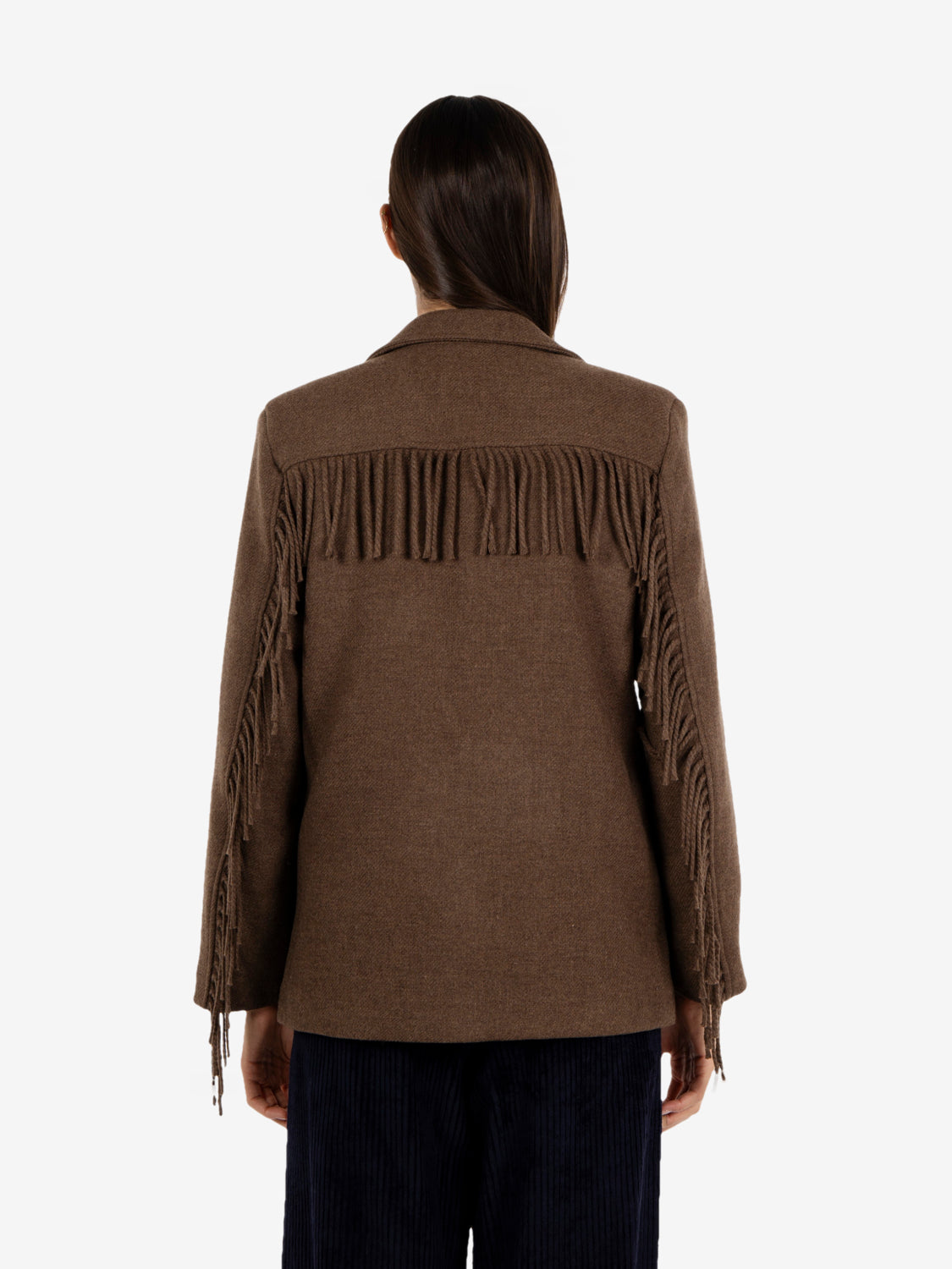 Vozo camel fringed jacket