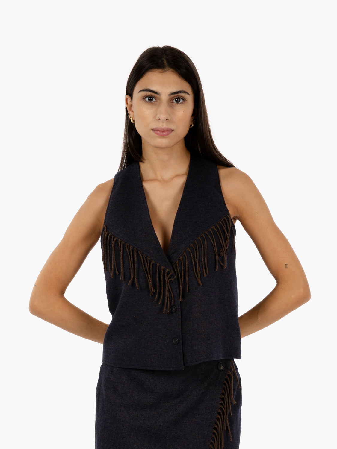 BLUE/DARK FRINGED VEST GOPO/10622_1