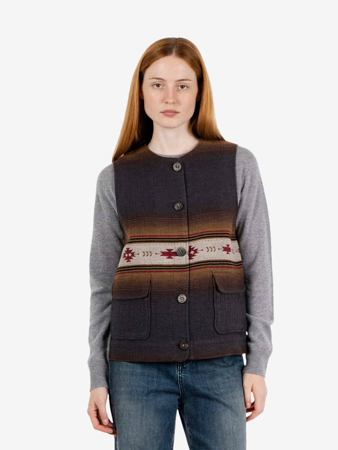 Galamo Navajo Pattern Anthracite Gilet