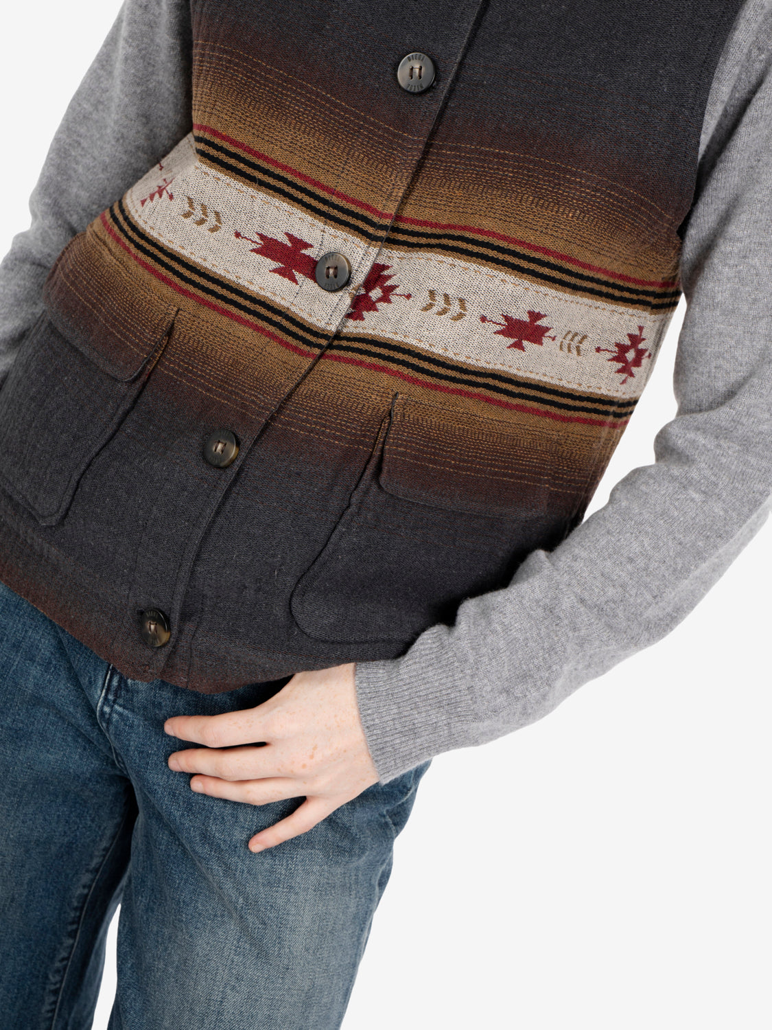 Galamo Navajo Pattern Anthracite Gilet