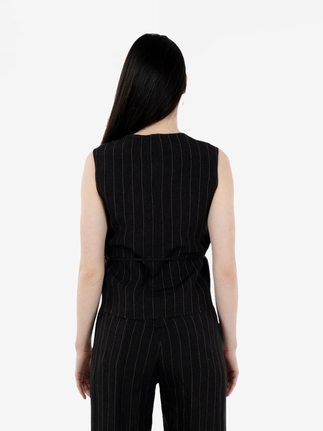 Gilet gessato noir / ecru