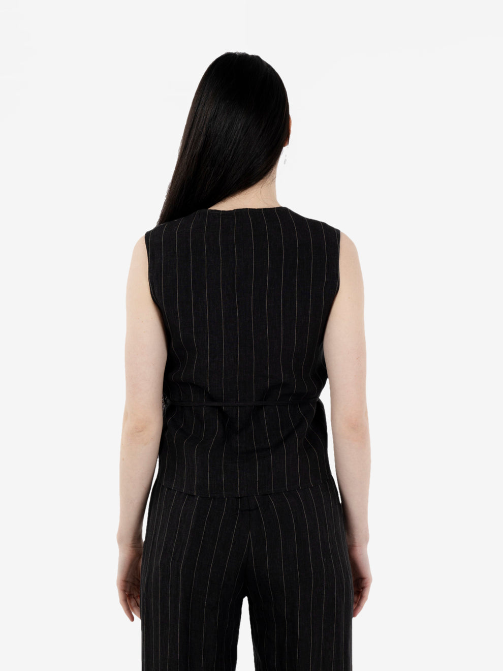 Gilet gessato noir / ecru