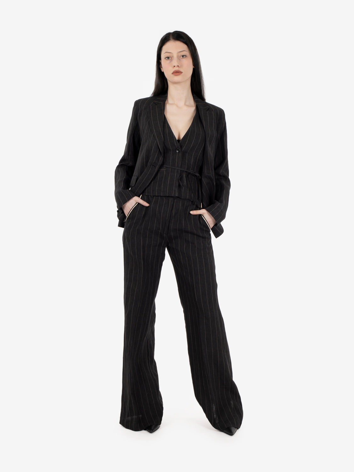 Varizo pinstriped blazer black / ecru