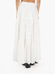 DIEGA - Gonna lunga boho con ricami bianco