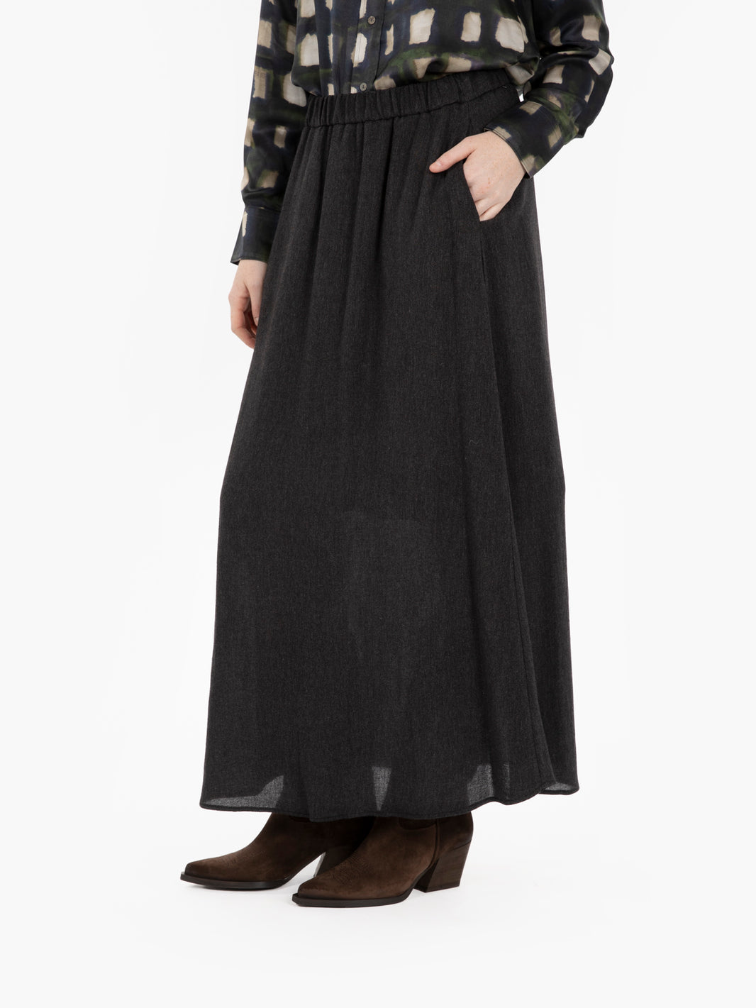 Anthracite midi skirt