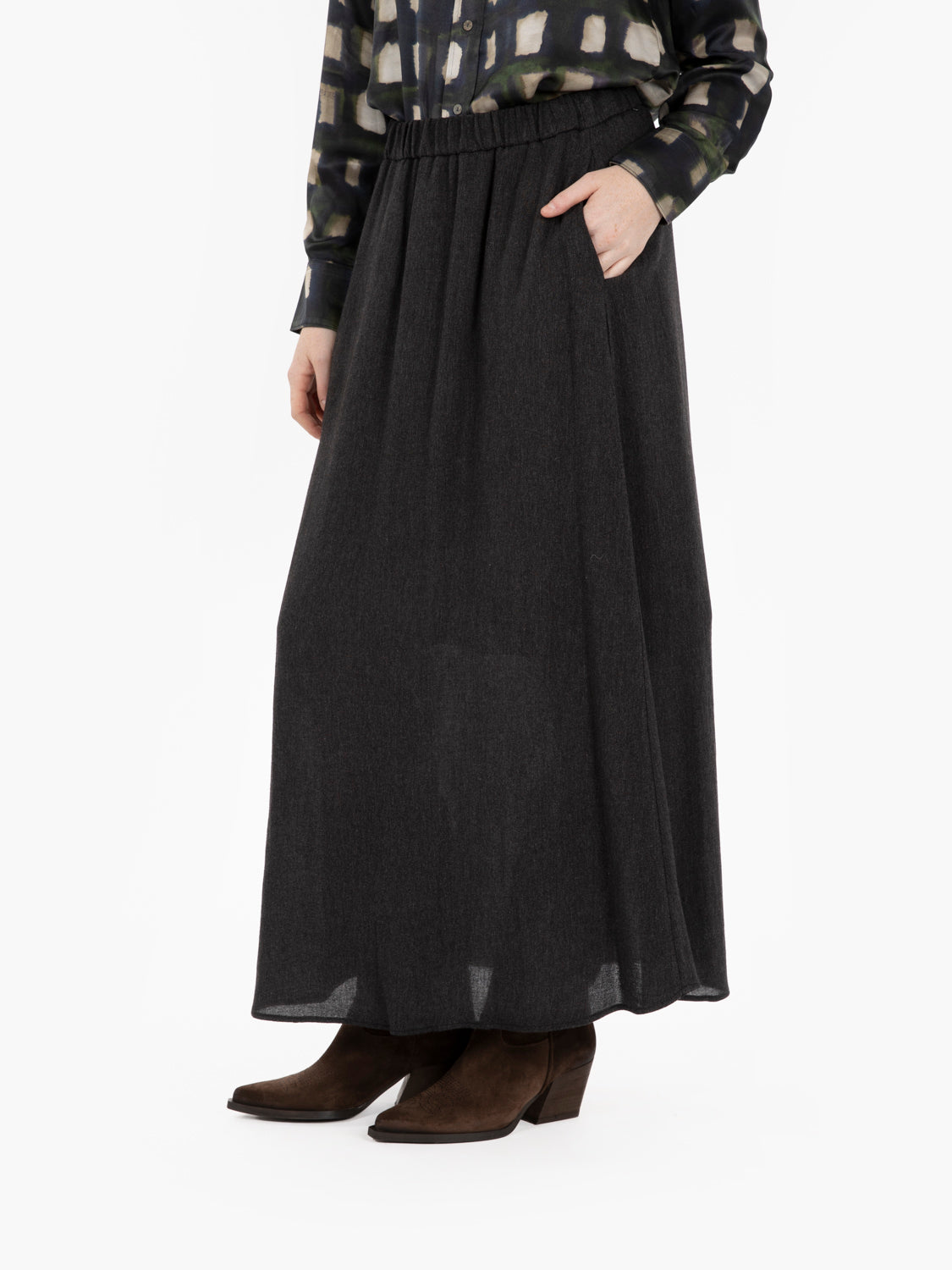 Anthracite midi skirt