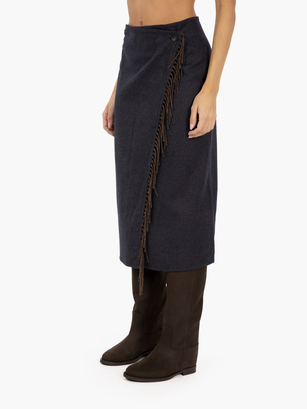 DARK BROWN/BLUE FRINGED SKIRT JOSTO/10623_1