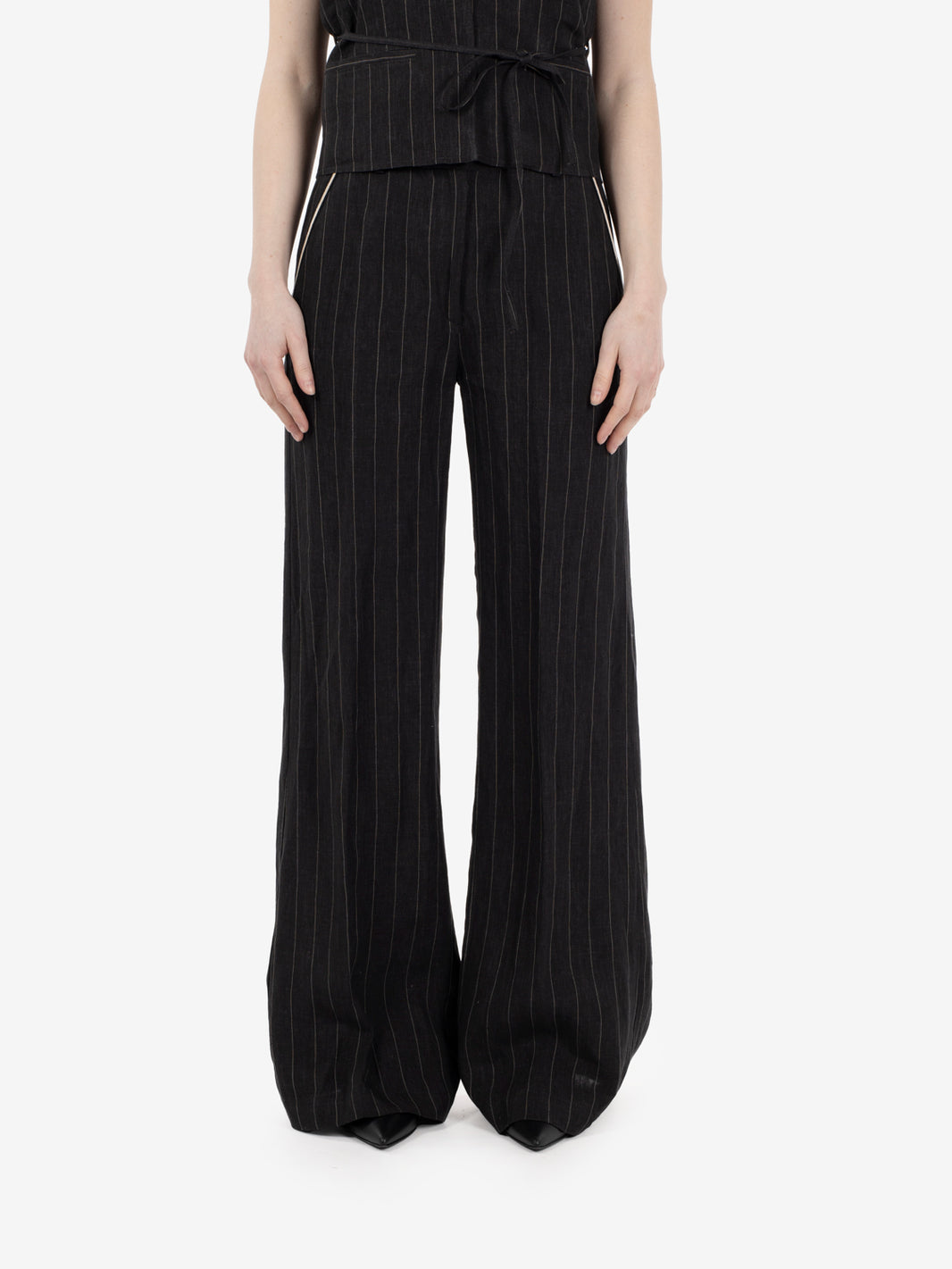 Piedro pinstripe trousers in black/ecru