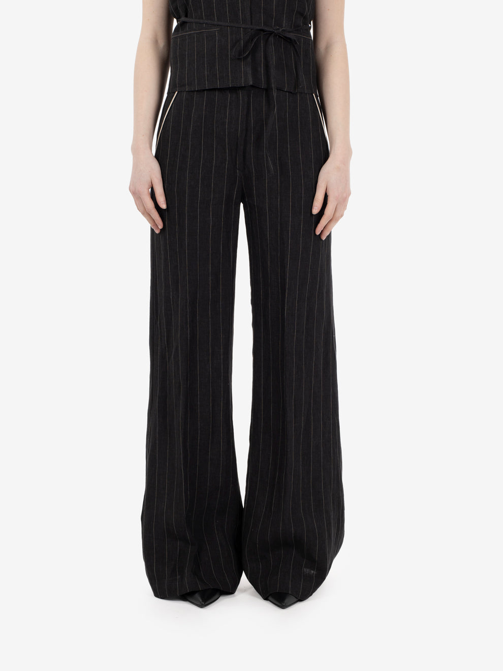 Piedro pinstripe trousers in black/ecru