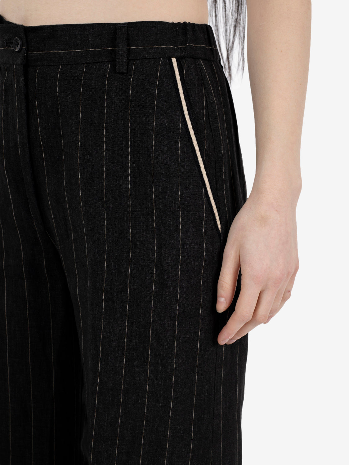 Piedro pinstripe trousers in black/ecru