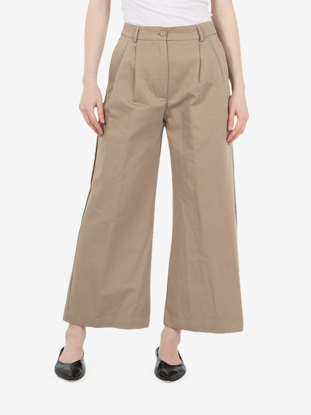 Pantaloni doppia pince camel