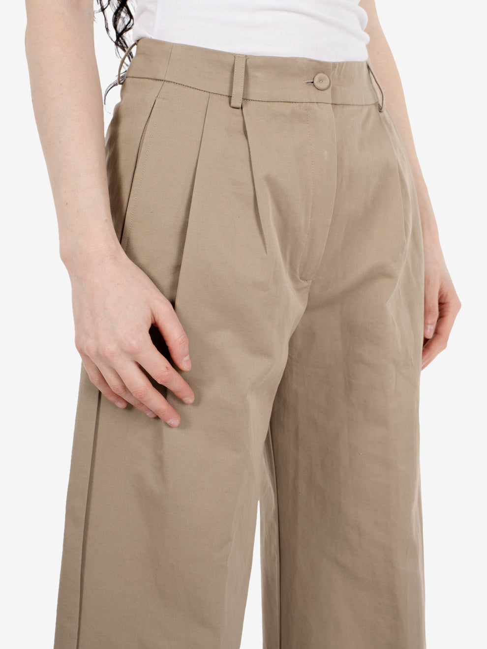 Pantaloni doppia pince camel