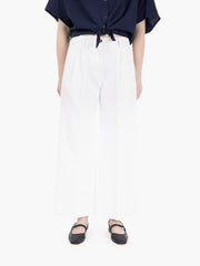 DIEGA - Pantaloni in cotone con pinces bianco