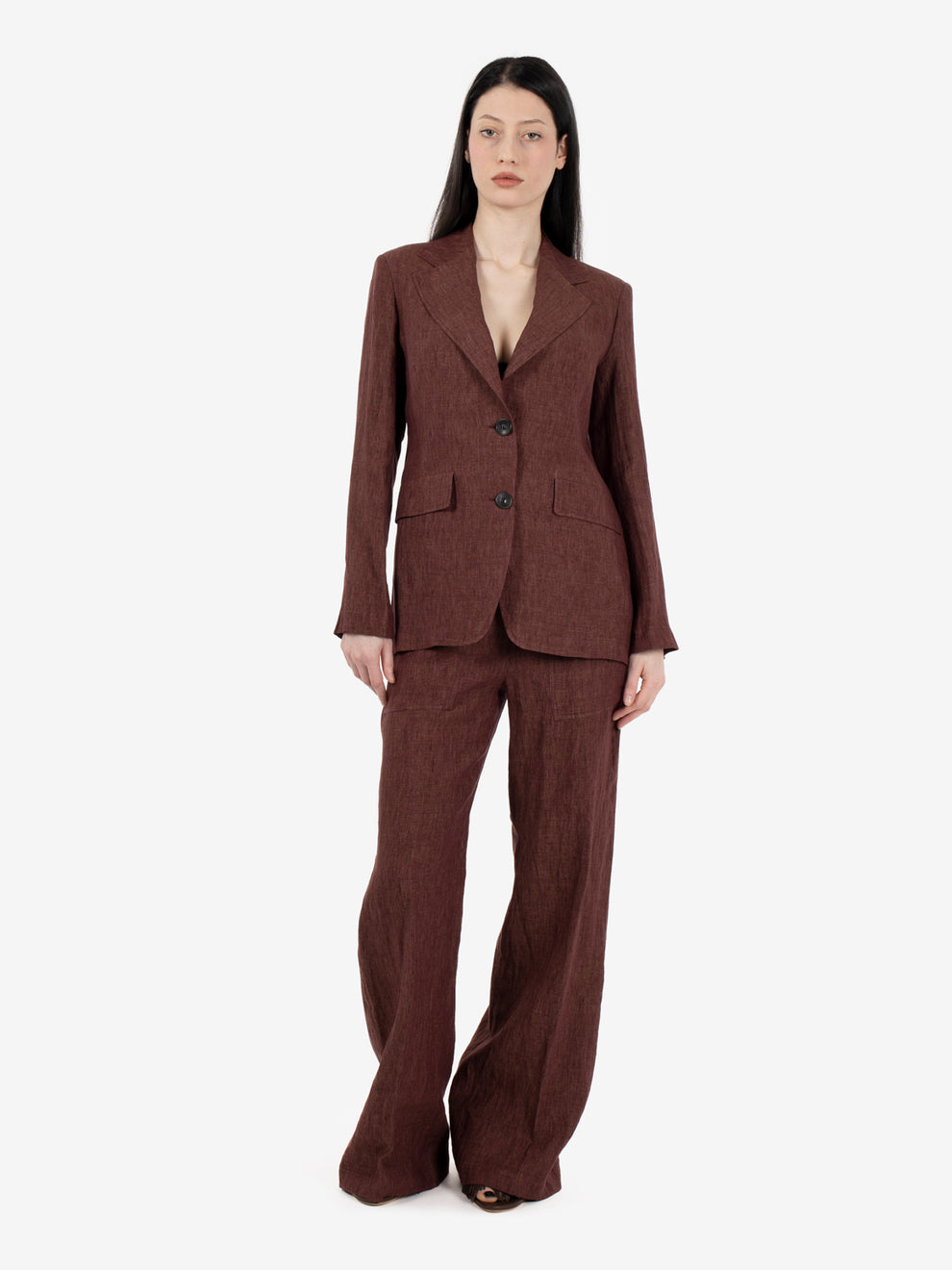 Perillo prune linen trousers