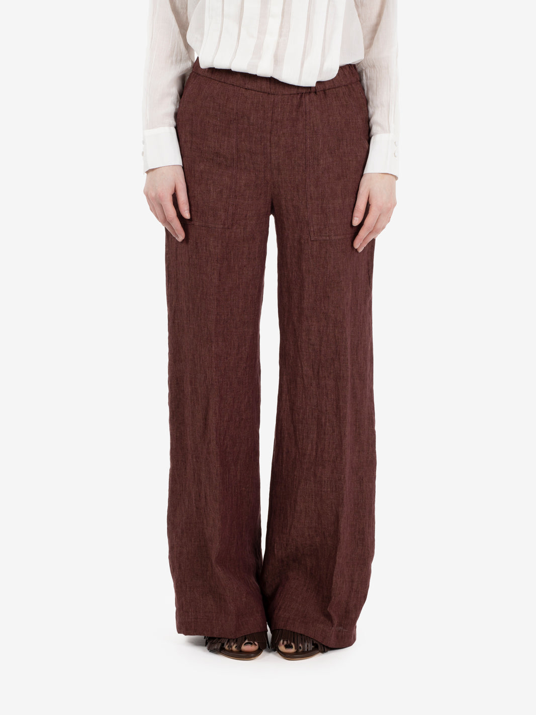 Perillo prune linen trousers