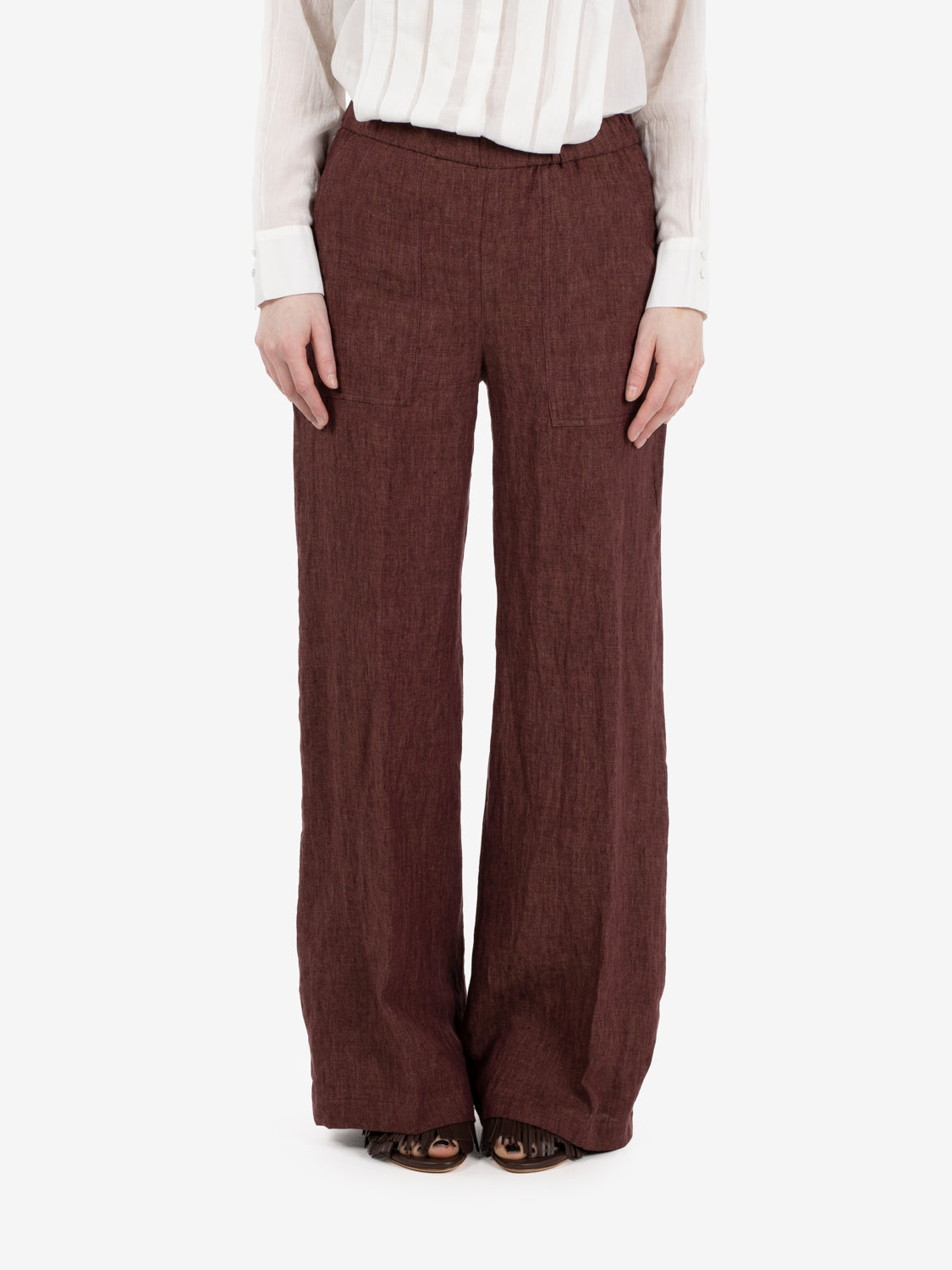 Perillo prune linen trousers