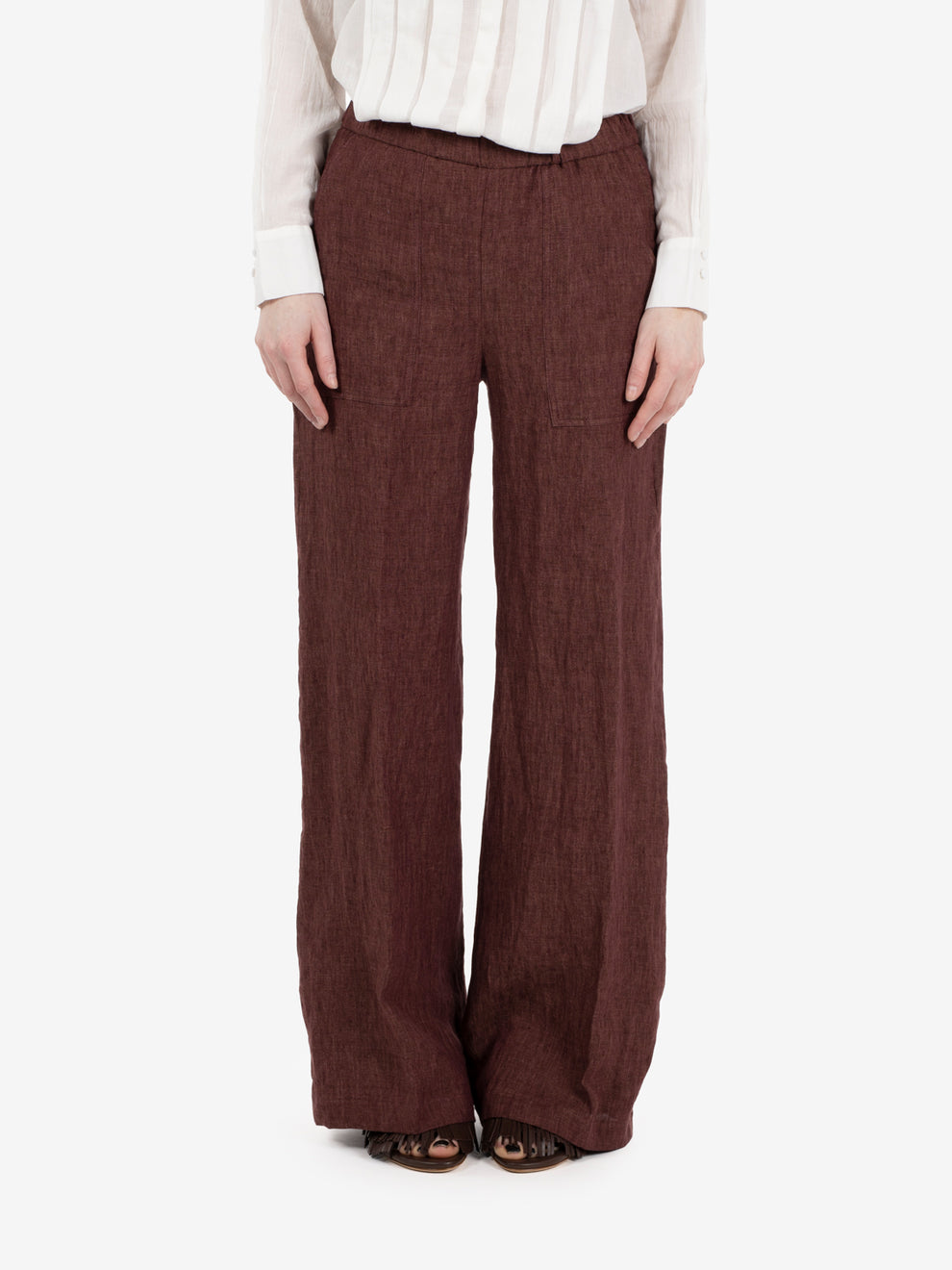 Perillo prune linen trousers
