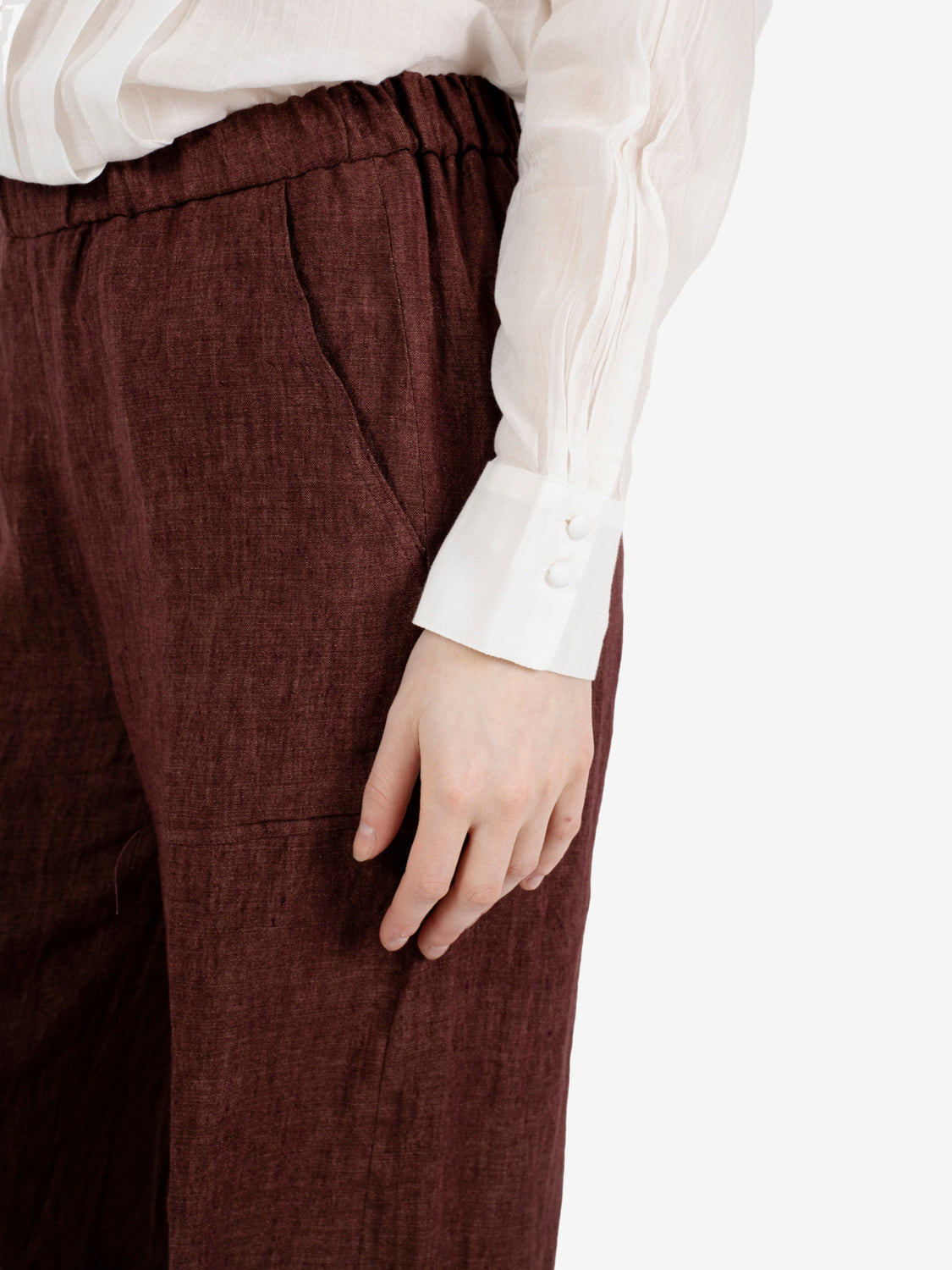 Perillo prune linen trousers