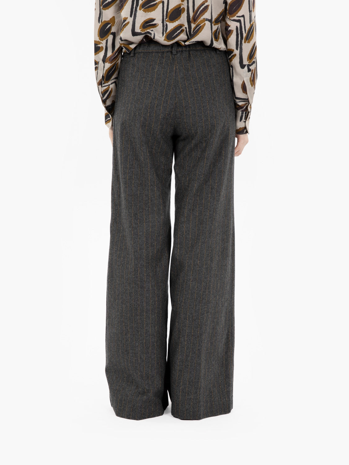 Piedro palazzo trousers in grey/yellow pinstripe
