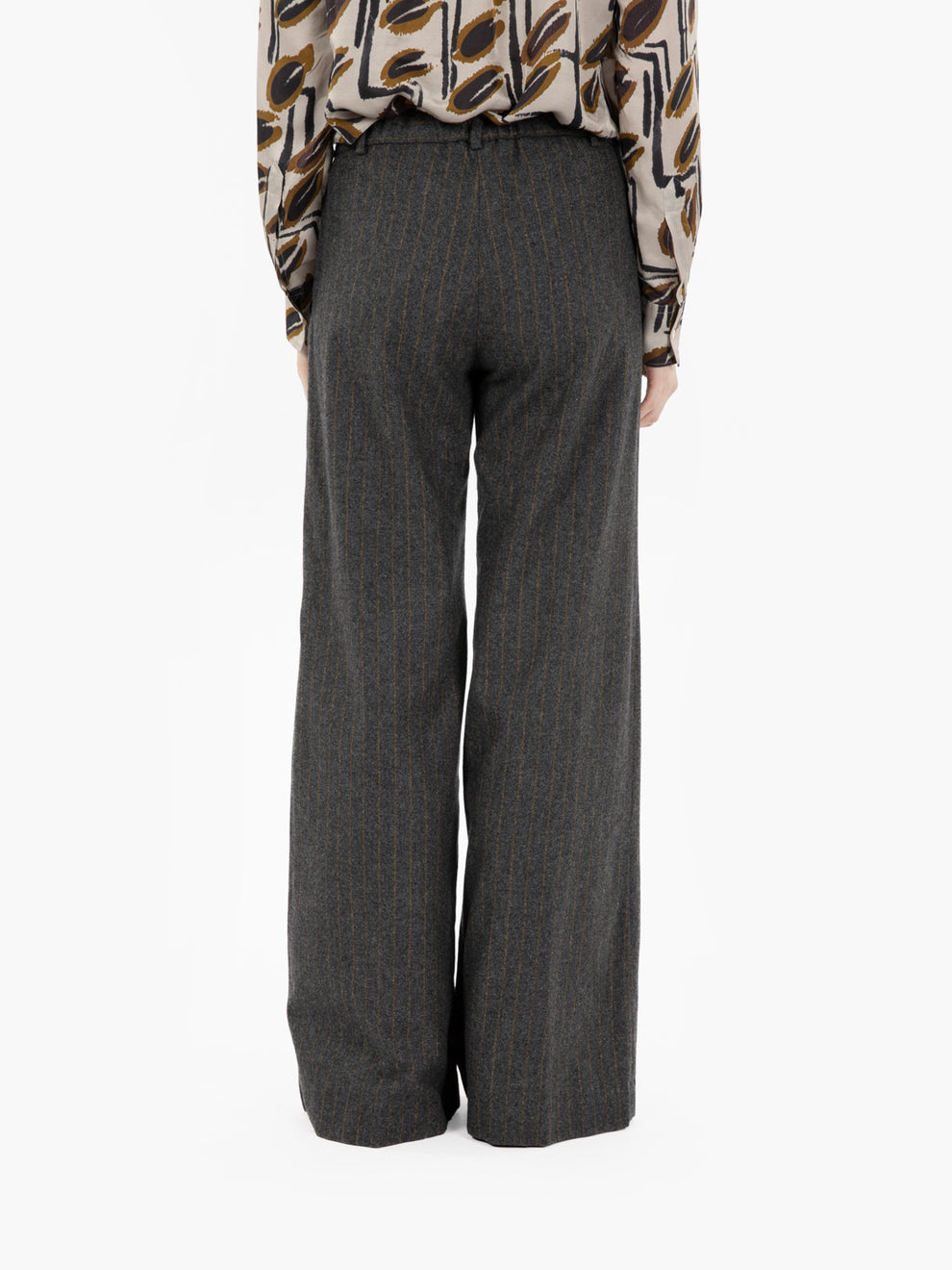 Piedro palazzo trousers in grey/yellow pinstripe