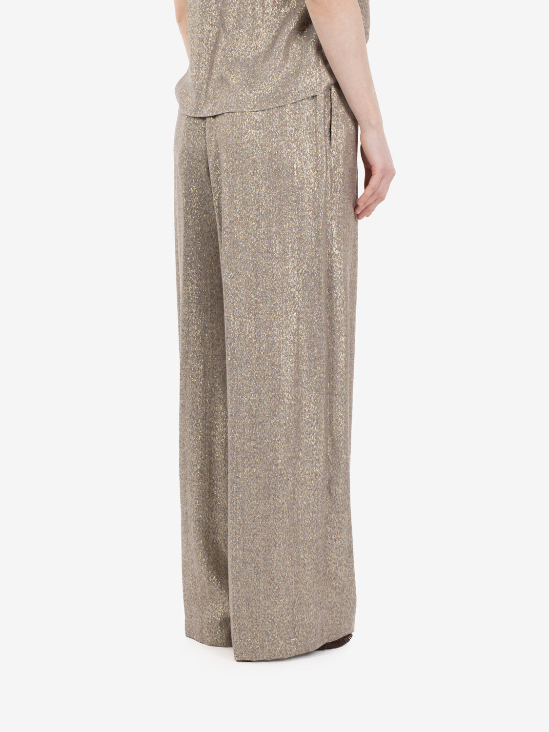 Pantaloni Panciano lurex dore