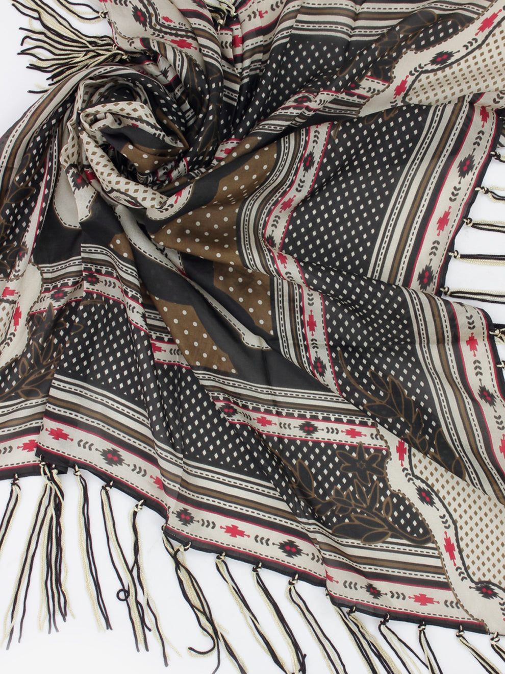 Silk scarf Faro ecru / chocolate
