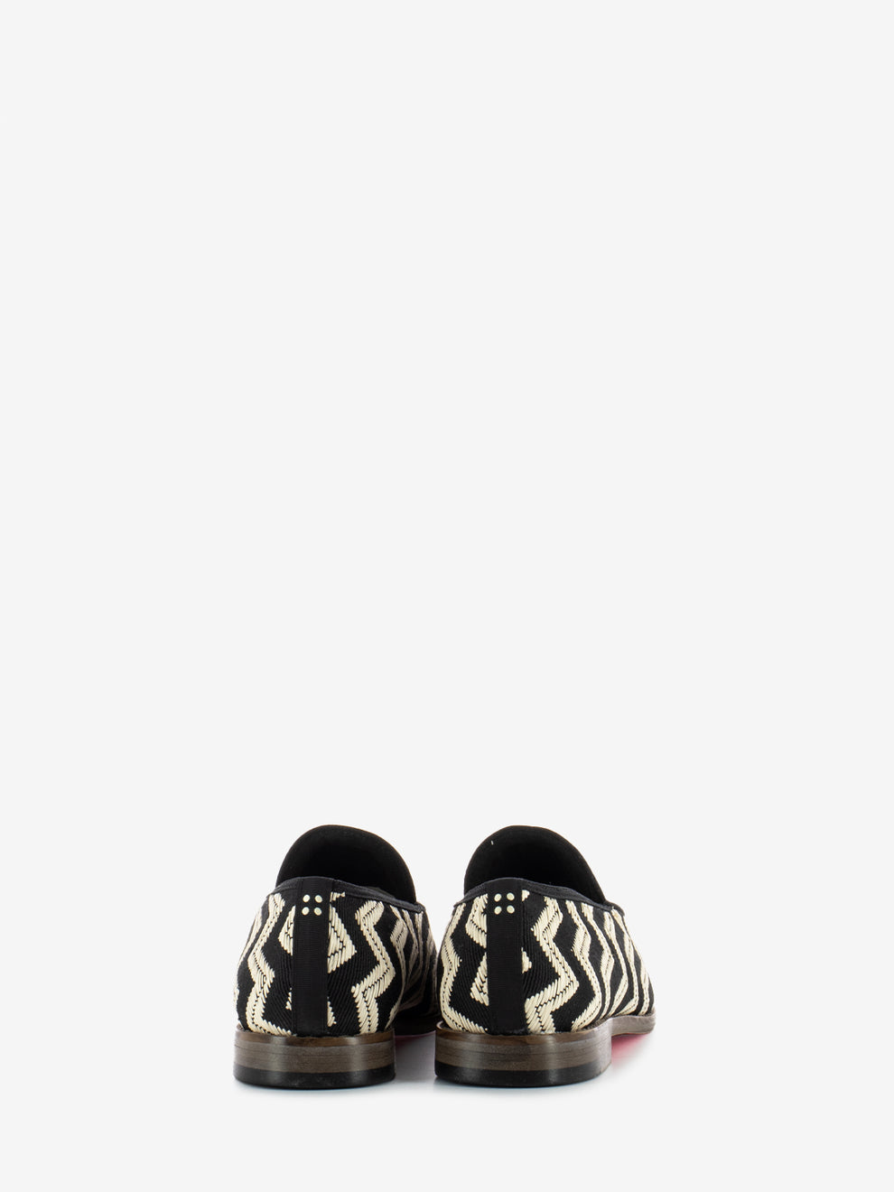 Black/white herringbone pattern moccasins