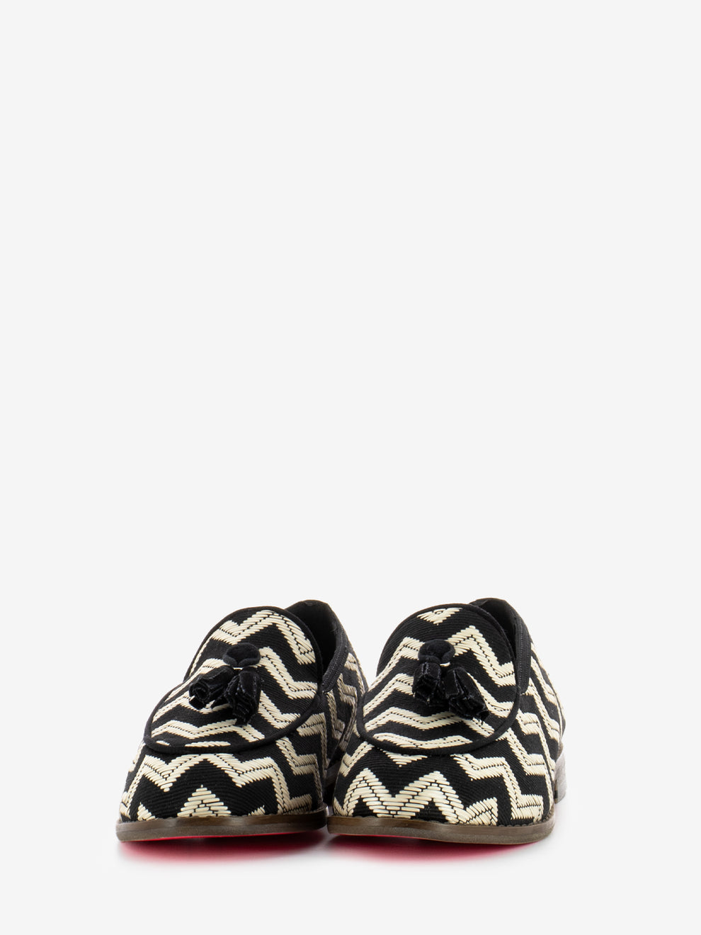 Black/white herringbone pattern moccasins