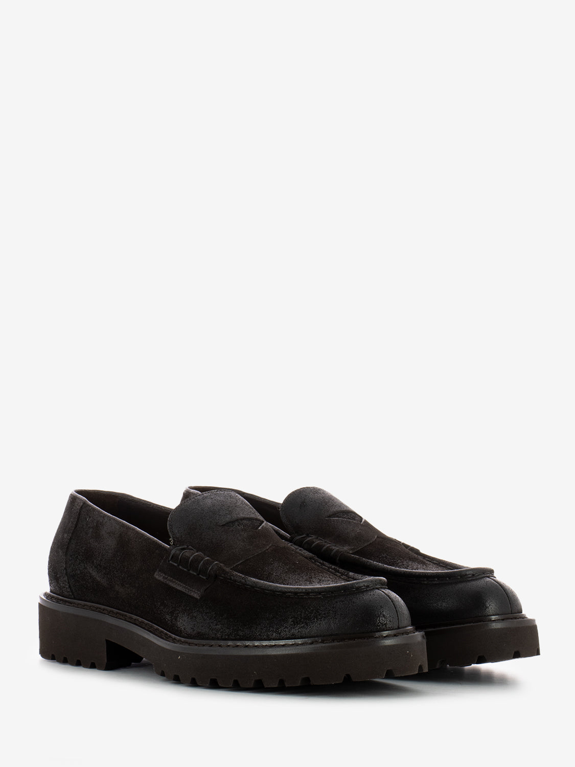 Mocassini in suede penny testa di moro