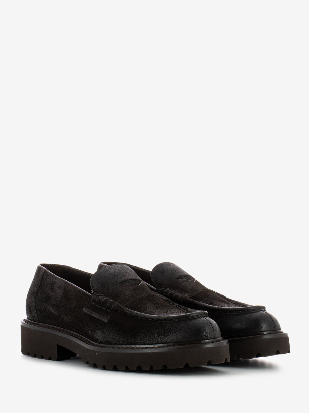Mocassini in suede penny testa di moro