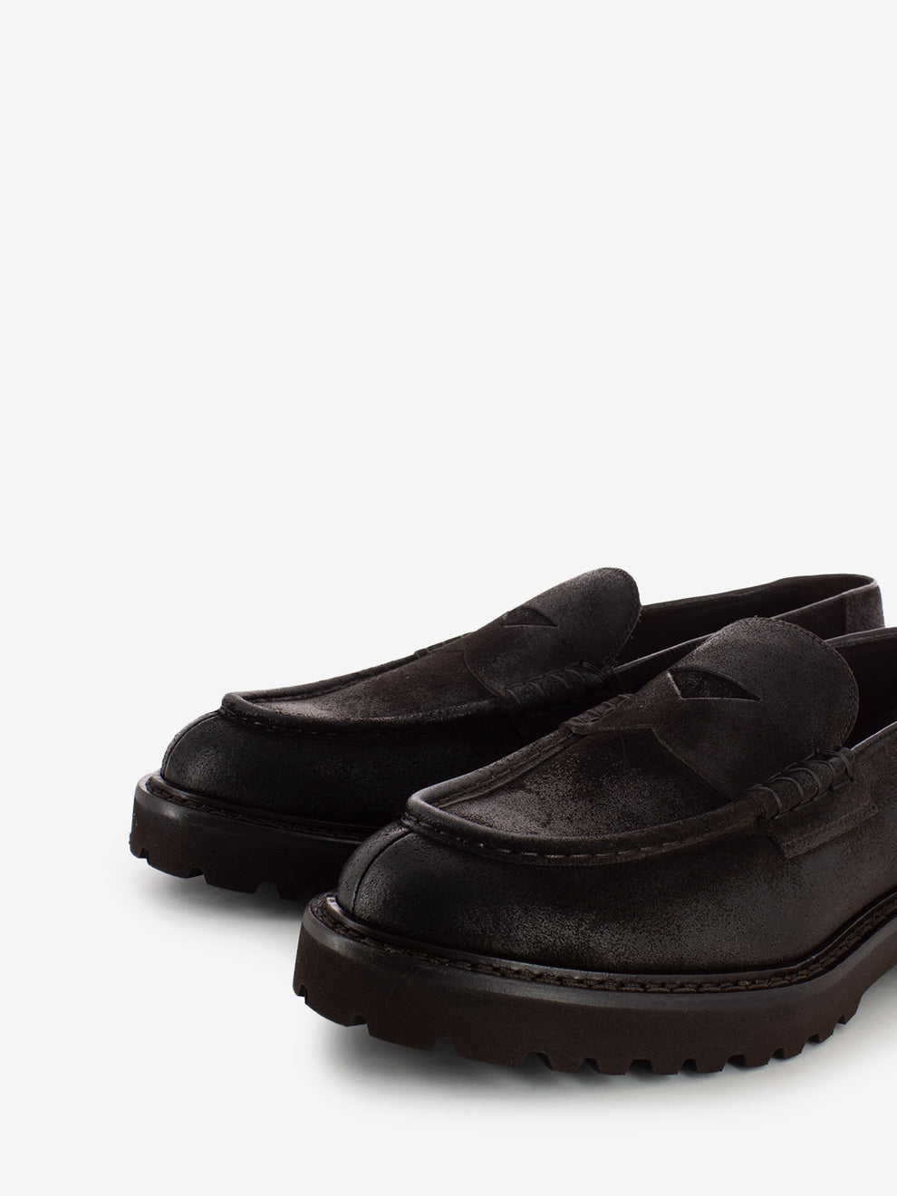Mocassini in suede penny testa di moro