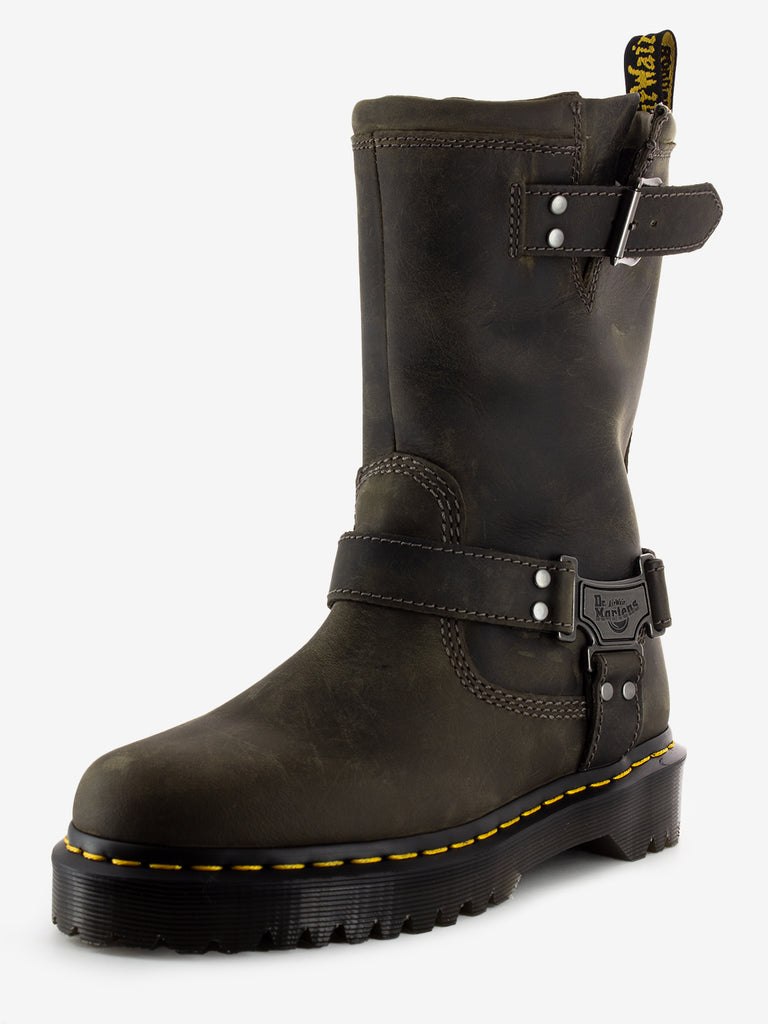 DR. MARTENS - Bikers Anistone Hi Charcoal grey burnished waxy