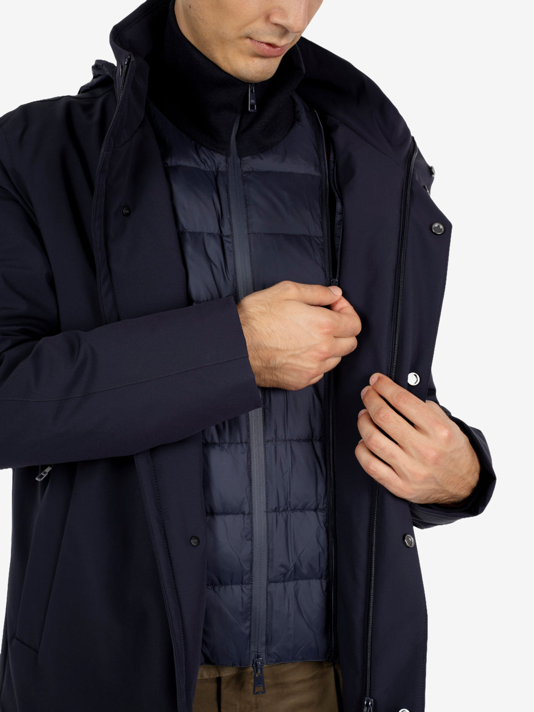 Cappotto Blake con cappuccio navy