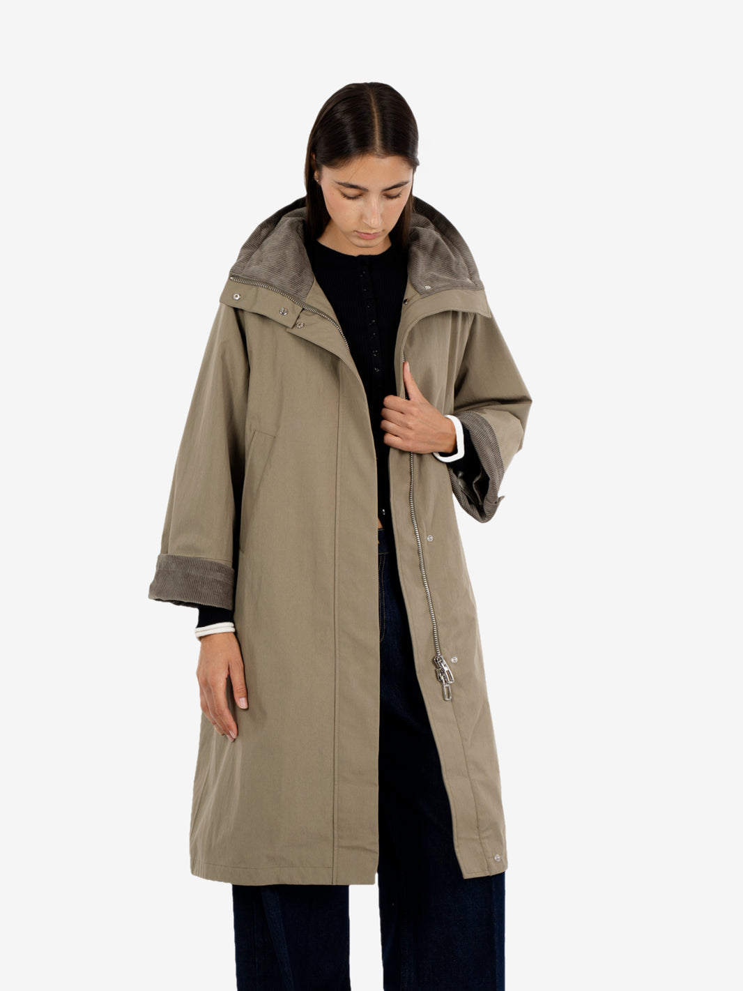 Karla sage green oversized high neck coat
