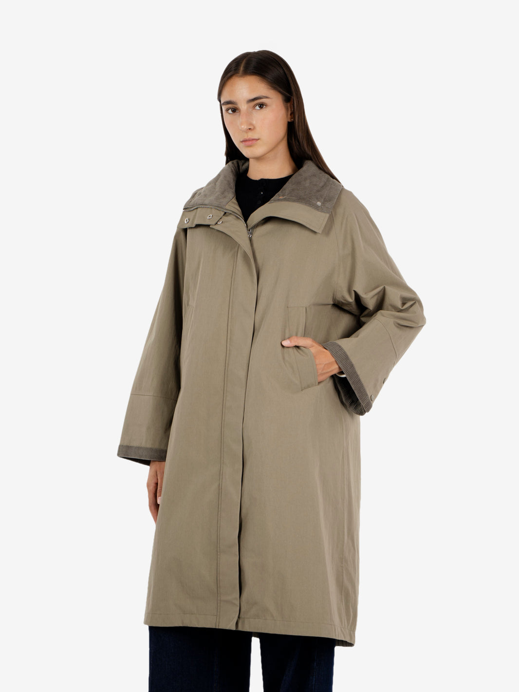 Karla sage green oversized high neck coat