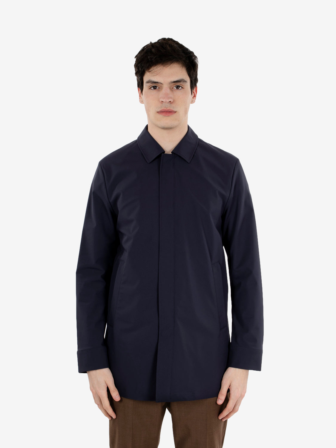 MALBEC-TORANO_800 SHIRT COLLAR COAT WITH SNAP CLOSURES IN NAVY