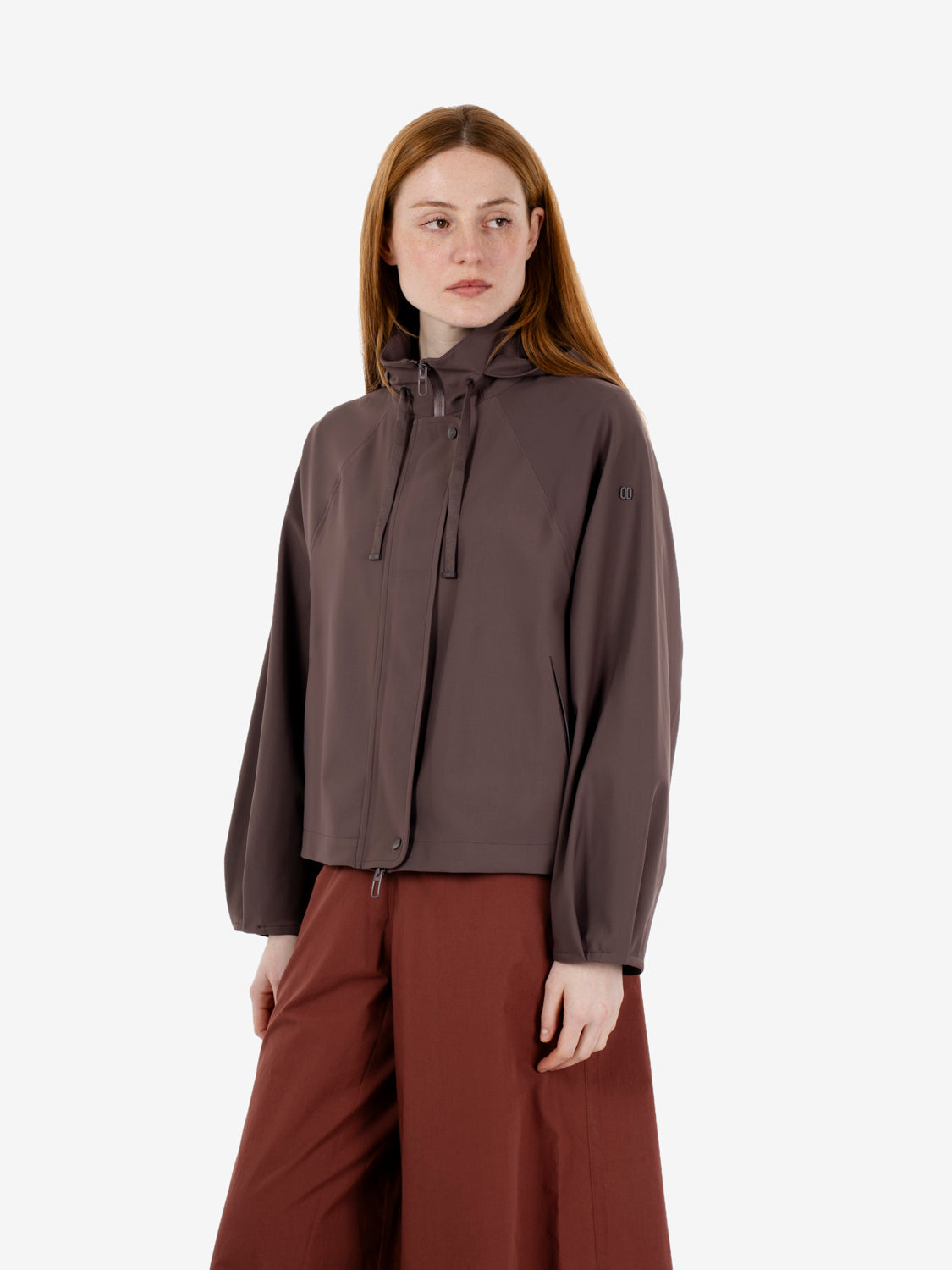 Giacca corta Clove con cappuccio marrone