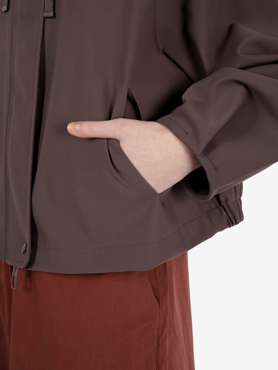 Giacca corta Clove con cappuccio marrone