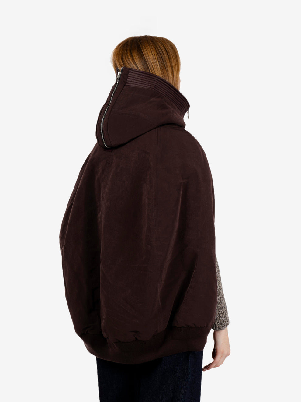 Burgundy hooded padded vest