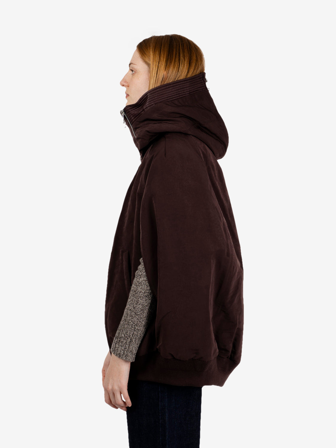 Burgundy hooded padded vest