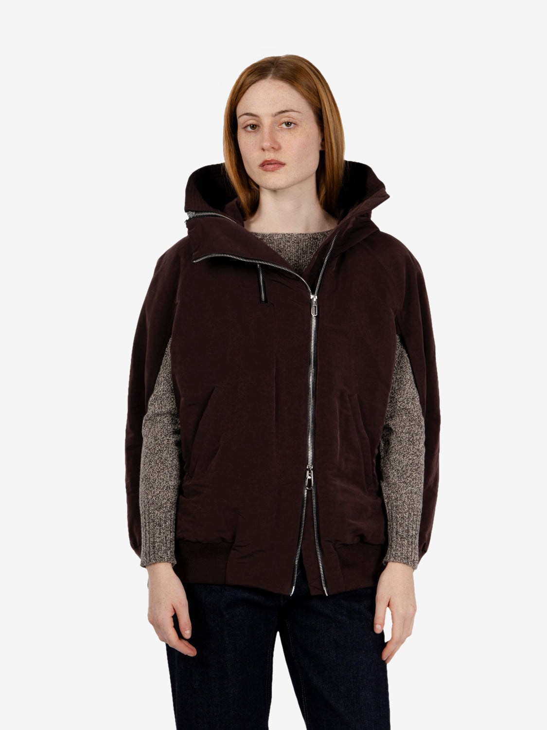 Burgundy hooded padded vest