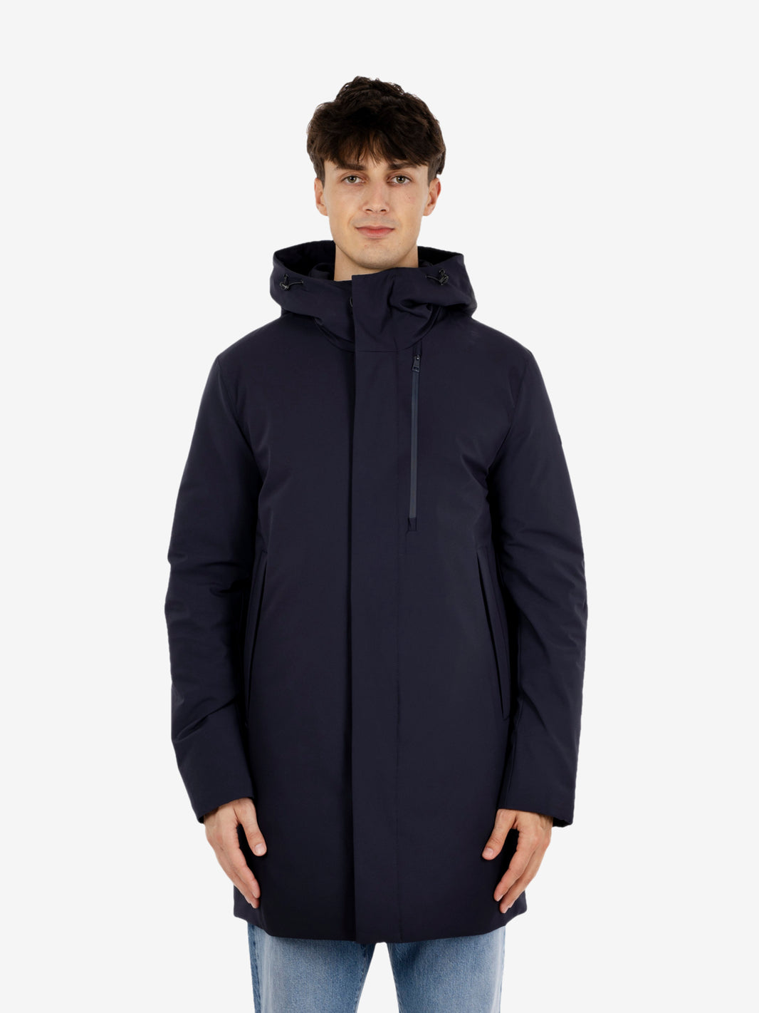 Navy hooded parka