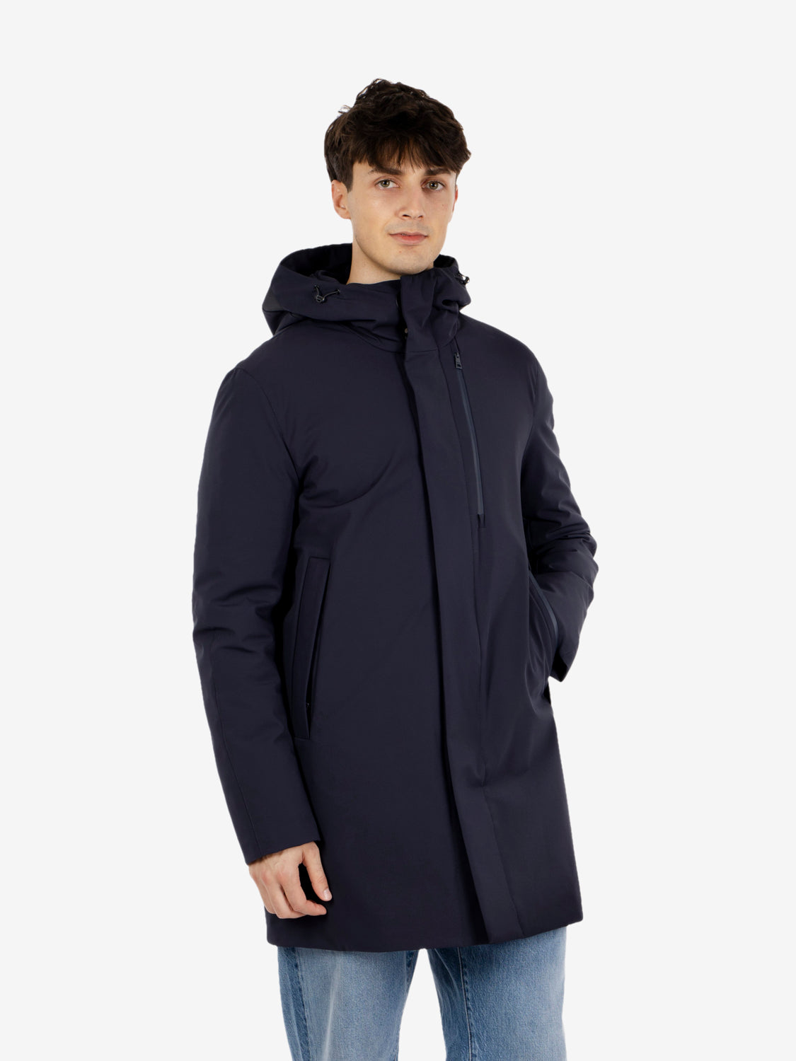 Parka con cappuccio navy