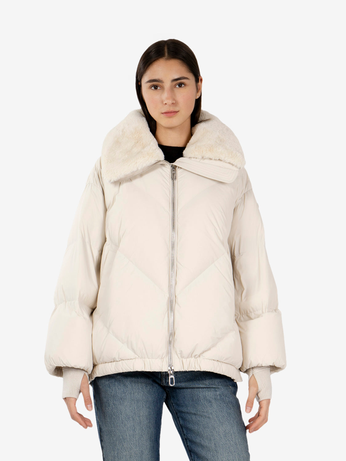 Celia Short Cream Puffer Jacket