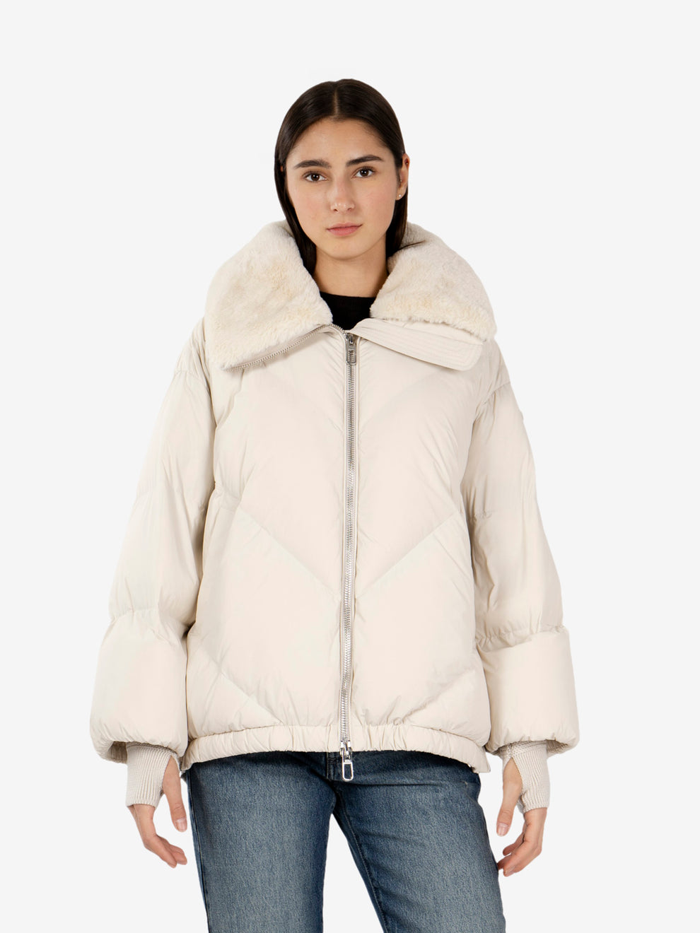 Celia Short Cream Puffer Jacket