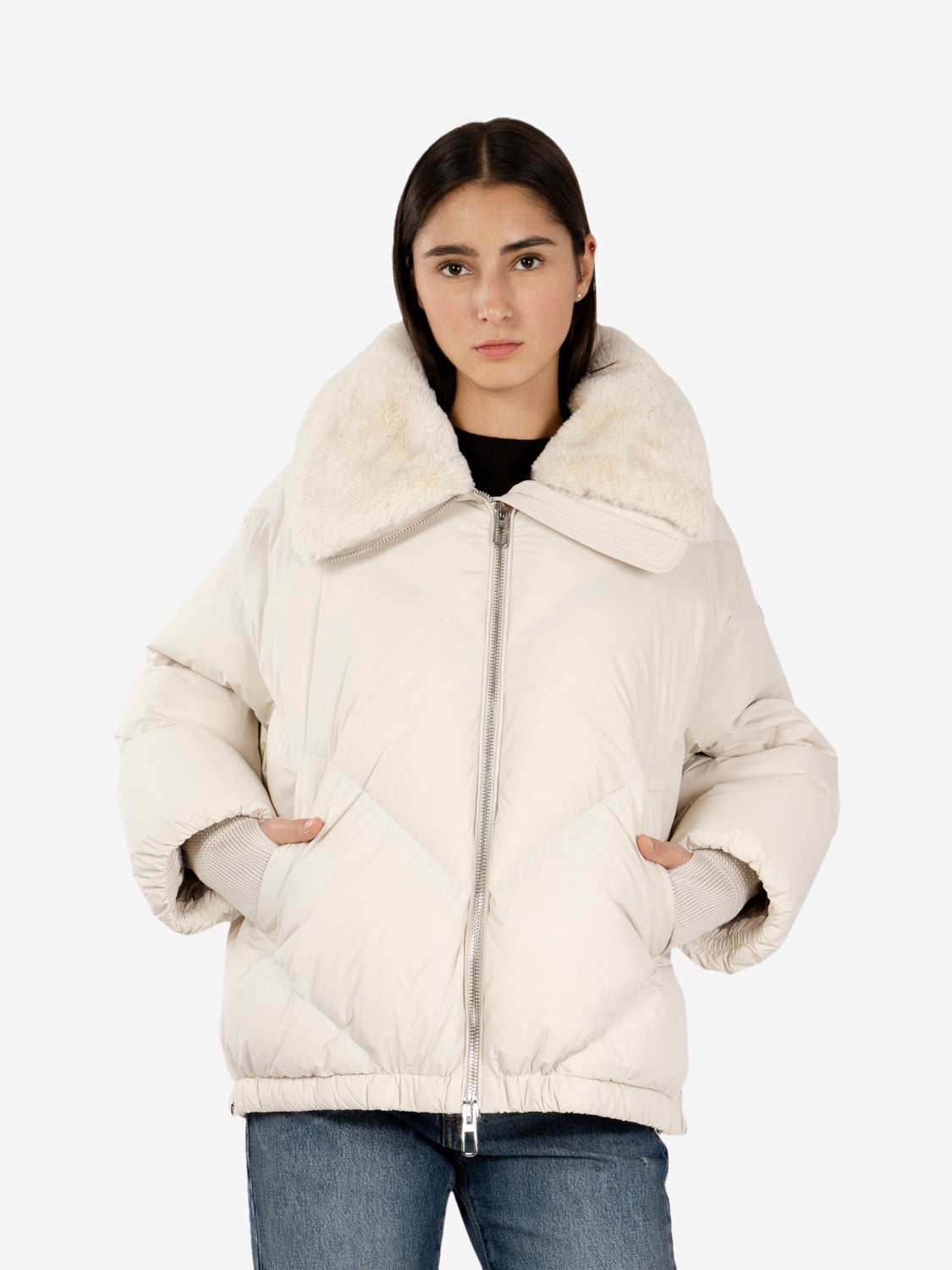 Celia Short Cream Puffer Jacket