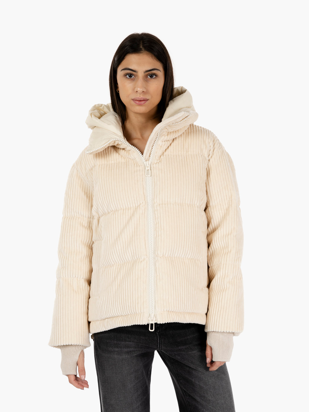 Lora white wool short down jacket
